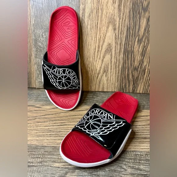 Nike | Shoes | Air Jordan Hydro 7 Slides Black White Red  display picture 1